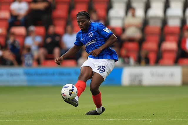 Nathan Ferguson played the last 20 minutes of Pompey’s friendly at Reading on Saturday. Picture: Simon Roe/ProSportsImages
