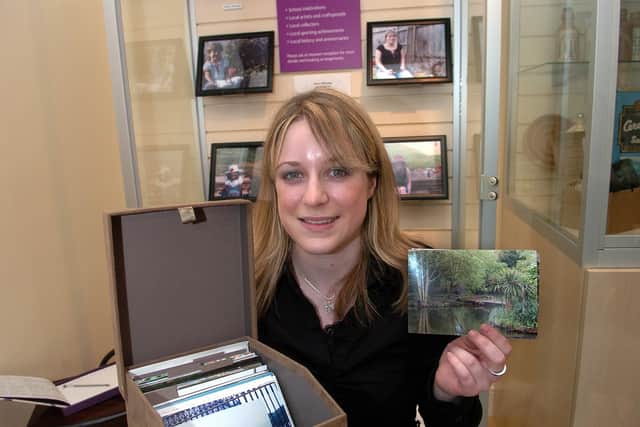 Claire Worsley, 21, from north Fareham, with her Pride of Place photographic exhibition panel entitled  "Growing Up" which was on show at Westbury Manor Museum, West Street in March 2006