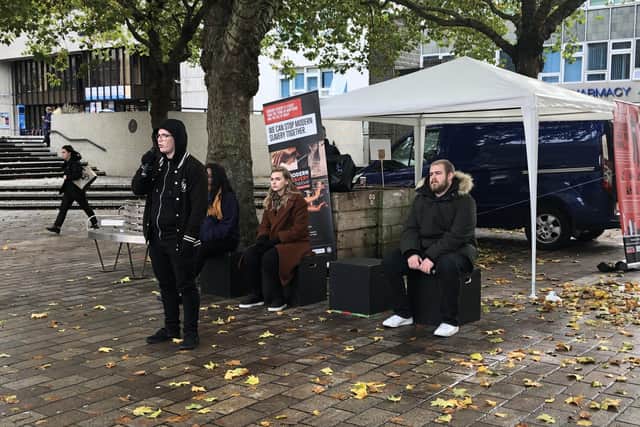 Modern Slavery event in Portsmouth's Guildhall Square on October 18, 2019