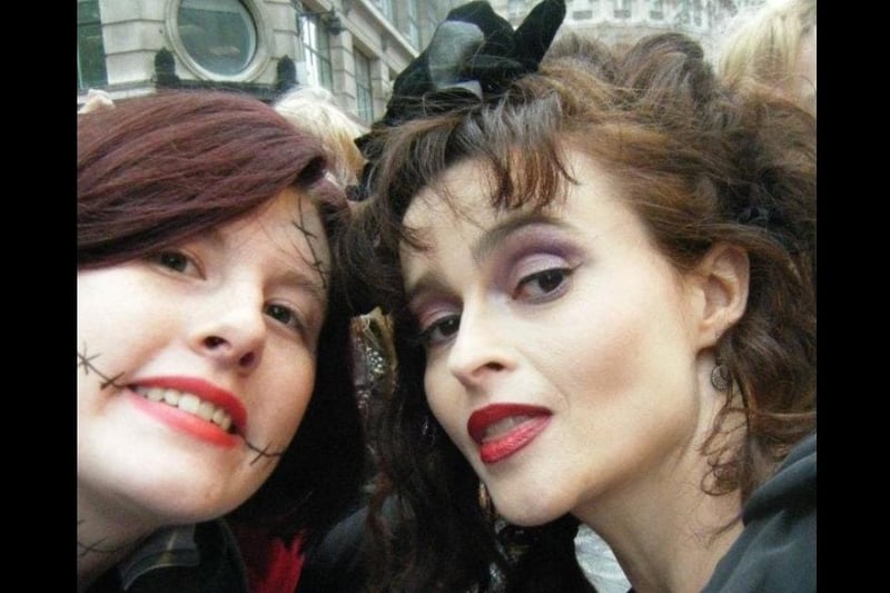 Rachel Masters with actor Helena Bonham-Carter at a London film premiere