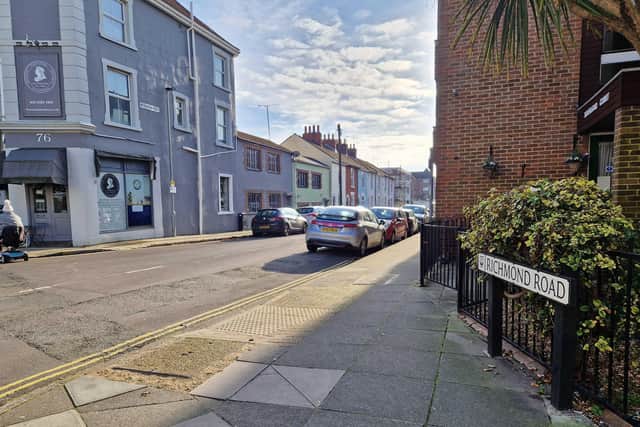 The collision took place on Clarendon Road, Southsea, at the junction with Richmond Road. Police said the collision involved two people on a white Honda moped and a BMW 1 Series.   Both of them are in hospital with life-threatening injuries. Picture: Habibur Rahman.