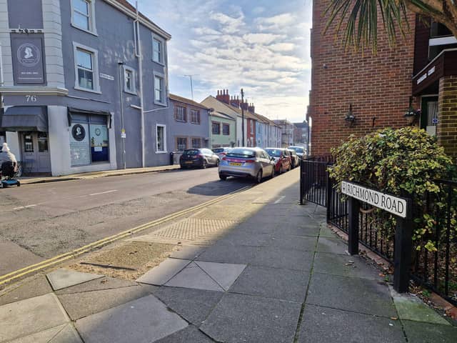 The collision took place on Clarendon Road, Southsea, at the junction with Richmond Road. Police said the collision involved two people on a white Honda moped and a BMW 1 Series.   Both of them are in hospital with life-threatening injuries. Picture: Habibur Rahman.
