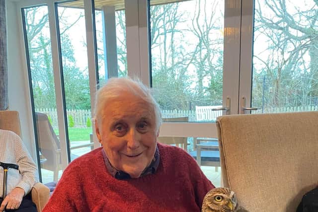Residents at Denmead Grange Care Home welcomed a mobile owl zoo to their home.