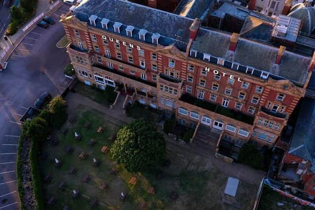 The socially distanced garden party tables at Queens Hotel in Southsea