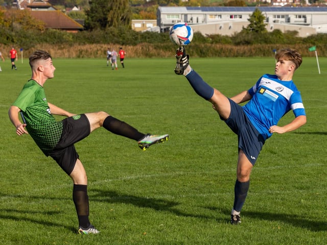 Bulldog (blue) v Portsmouth Parks. Picture: Mike Cooter