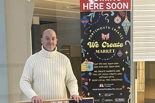 Local Artist Andy Tiller outside the location for the new Christmas market at the Cascades Shopping Centre
