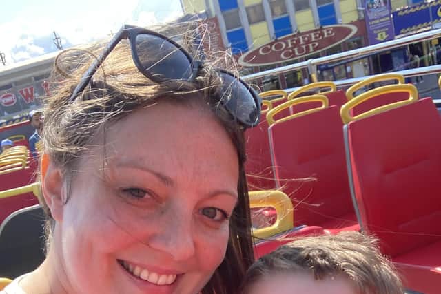 Staycation in Southsea - Kimberley Barber with her son Eddie on the Open Top 26