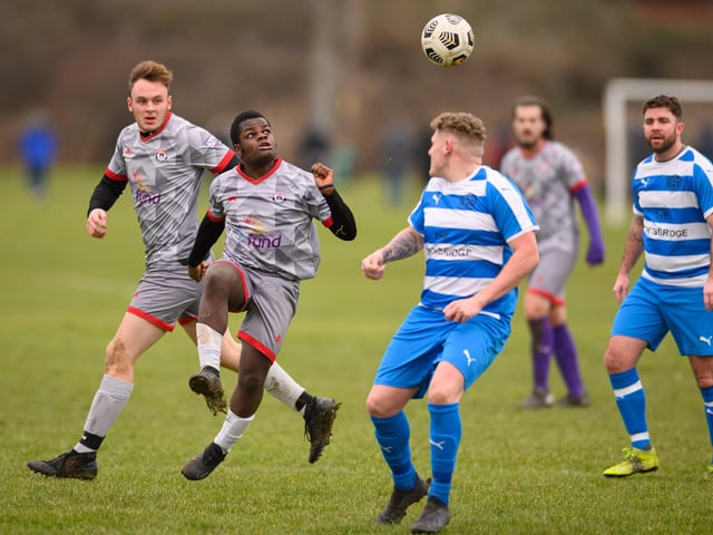 Gosham Rangers (grey) v AC Copnor. Picture: Keith Woodland