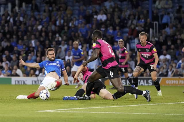 Pompey are waiting to discover the severity of Clark Robertson's ankle injury which was picked up against Shrewsbury. Picture: Jason Brown/ProSportsImages
