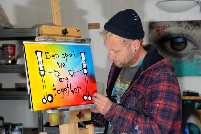 Artist My Dog Sighs has created some artwork for The News, Portsmouth.Picture: Sarah Standing (010520-8208)