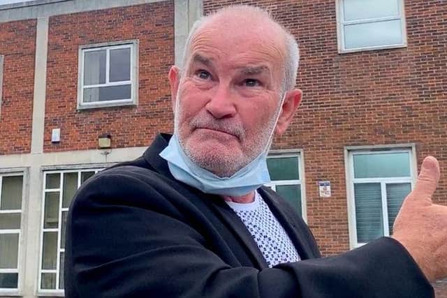 Stephen Fisher, 63, of Kingston Road, Fratton, accused of harassing a Portsmouth City Council anti-social behaviour officer pictured outside Portsmouth Magistrates Court  Picture: Ben Fishwick
