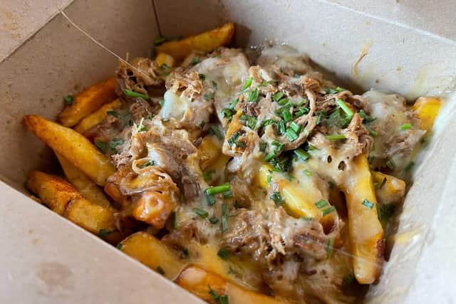 Pulled pork and cheese loaded fries from Los Dos Amigos in Southsea.
