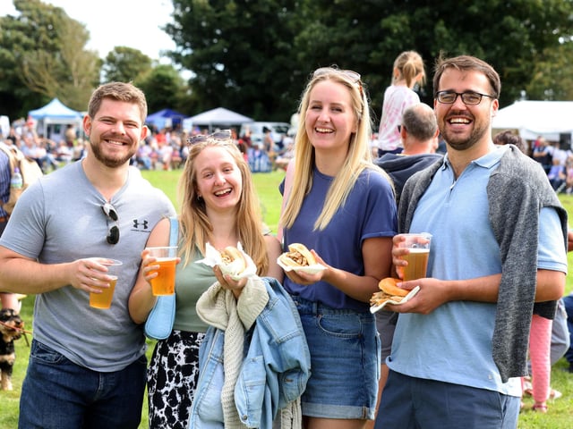 The Emsworth Show taking place on August Bank Holiday Monday in the sunshine. Pictured is (L-R) Kit Waterman, Jess Witt, Carla Hodges and Harry Tebay.Monday 28th August 2023.Picture: Sam Stephenson.