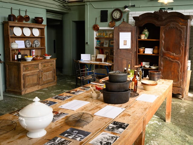 Pictured is: Some of the cookery items used by Elizabeth David. In the background the Kitchen at Stansted House Picture: Keith Woodland (140921-14)