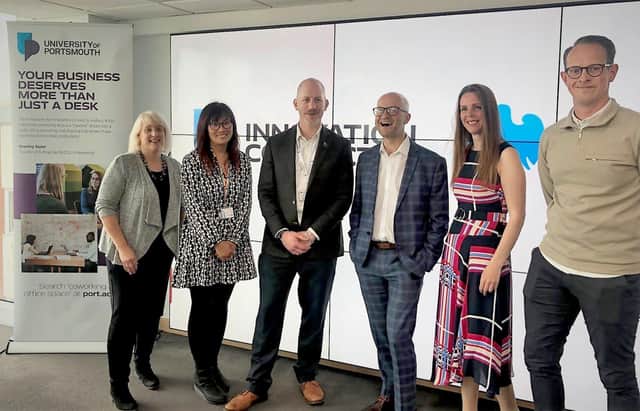 The Barclays Eagle Labs partnership was recently announced during the Portsmouth and South Coast Business Week at a business networking event, Portsmouth Digital, which took place at the University’s Future Technology Centre. Innovation Director for the University Chris Worrall is pictured third from the left.