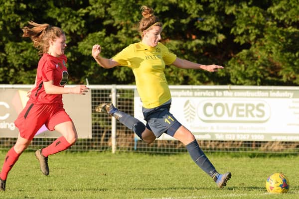 Kim Whitcombe struck four goals as Moneyfields caned Shanklin 8-0 in their season-opening FA Women's Cup tie on the Isle of Wight.Picture: Keith Woodland