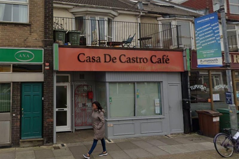 Casa De Castro, a cafe or canteen at 96a Albert Road, Southsea was given a score of two on March 1.