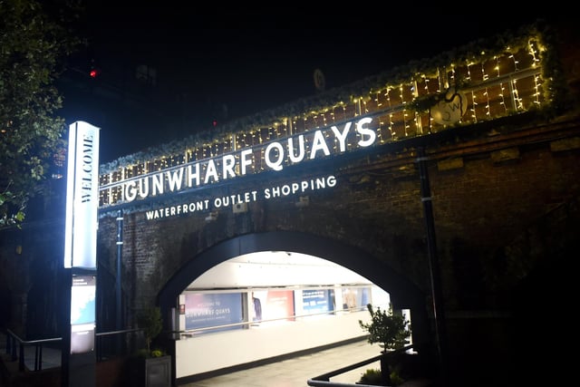 Christmas lights and decorations are being put up at Gunwharf Quays. Picture: Sarah Standing (041122-5281)