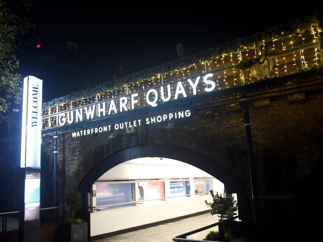 Christmas lights and decorations are being put up at Gunwharf Quays. Picture: Sarah Standing (041122-5281)