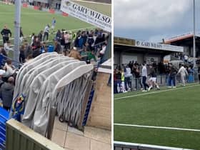 Video screenshots of a fight which broke out after the final whistle of the London Cup final between Emsworth Town FC and Coach and Horses Albion at Westleigh Park in Havant on Sunday, April 23. Footage of the fight garnered over 1.5m views on Twitter.