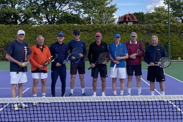 Warsash 1 v Warsash 2, Men’s Masters. From left - David Marsh, Michael Isaacs, Sean Terry, Stephen Carden-Noad, Jon Tims, Syd Quinn, Nigel Harvey, Ian Cunningham