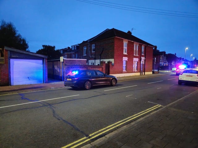 Winter Road crash scene in Southsea where a woman was injured