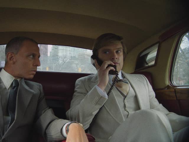 Jeremy Strong as Roy Cohn and Sebastian Stan as Donald Trump in The Apprentice