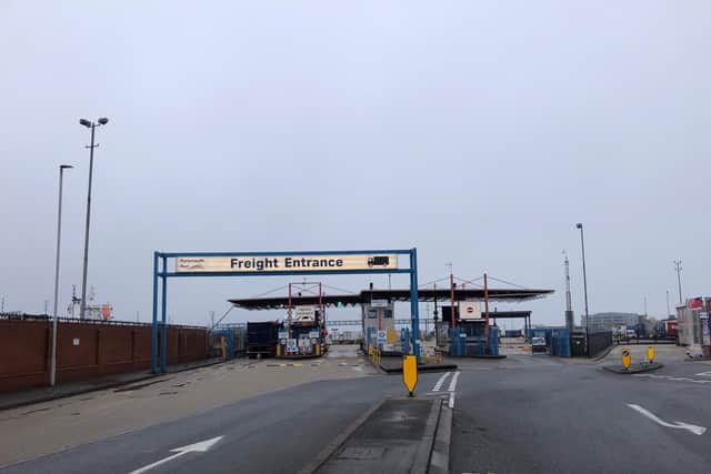 The freight entrance of the city's port this morning. Picture: Richard Lemmer.
