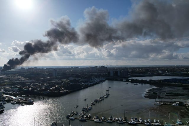 Smoke across the Southampton skyline