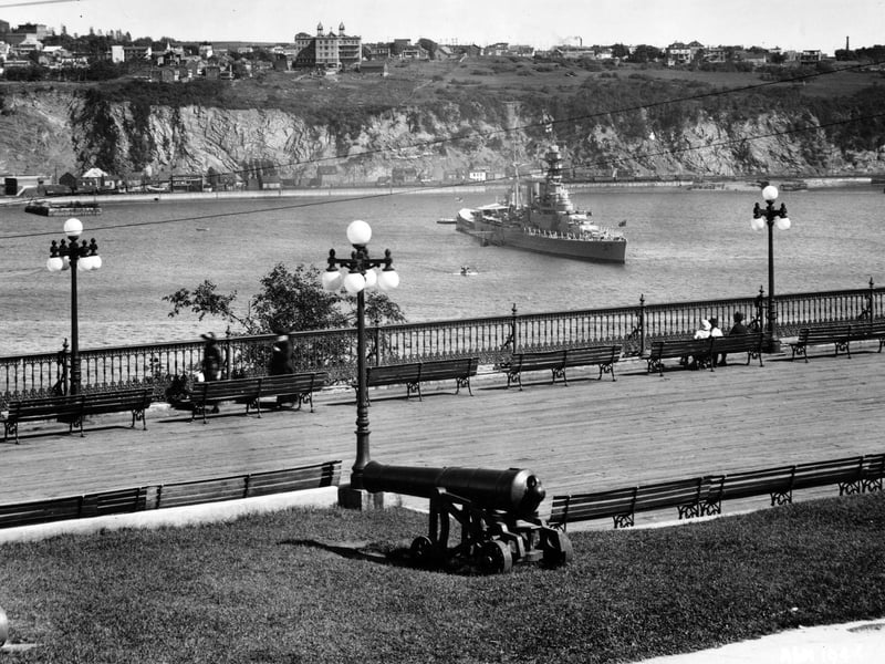 1939:  HMS Hood at Quebec, Canada. Associated Screen News  (Photo by Fox Photos/Getty Images)