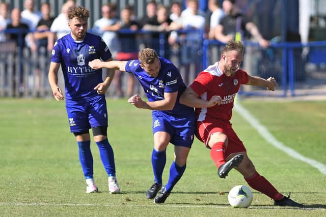 Horndean striker Connor Duffin, right. Picture: Neil Marshall