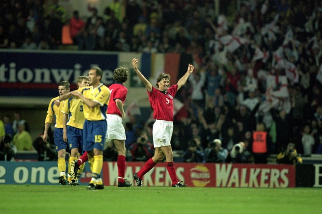Tony Adams is the last England player to score at the old Wembley stadium. He found the back of the net in a 2-0 friendly win over Ukraine in May 31, 2000.Pictured is Tony Adams celebrating. Picture: Ben Radford/Allsport/Getty Images.