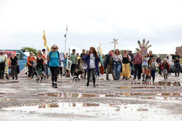 The Let's Stop Aquind walking protest against Aquind at the Fort Cumberland car park in Eastney in July 2021. Picture: Sam Stephenson