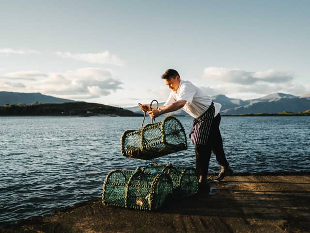 Chef, Michael Leathley on the Argyll coast in Scotland.