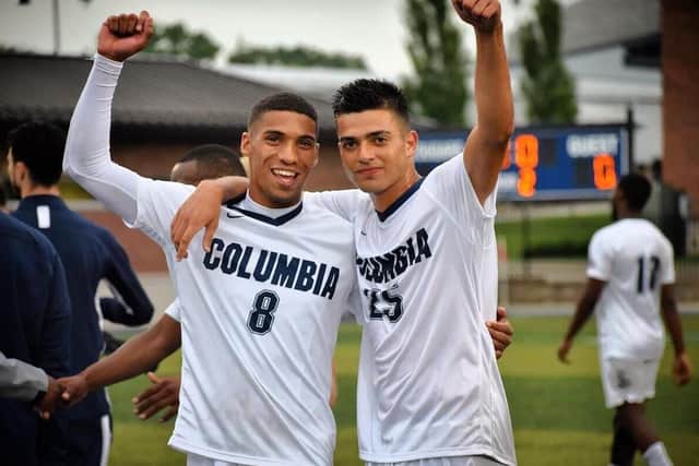 Casey Bartlett Scott, left, during his time at Columbia College in America.