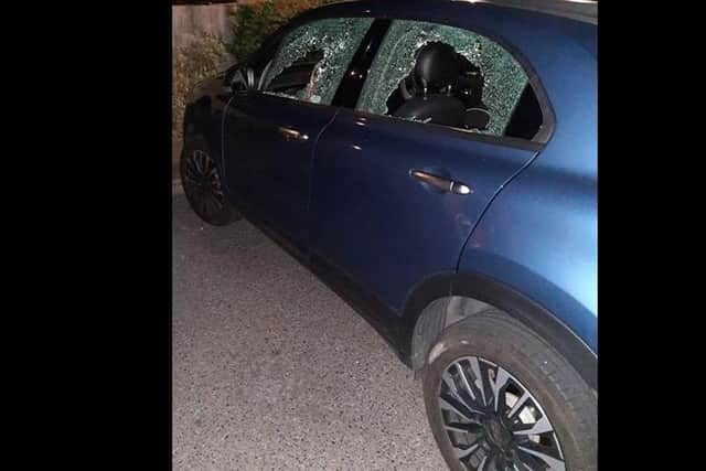 The car was parked in the Co-op car park on Twyford Drive, Lee-on-Solent, on Thursday, June 2, when it was damaged. Picture: Gosport Police