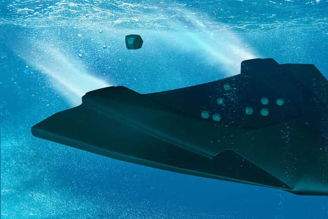 A fast-moving drone could dispatch 'hex' boxes containing anything from explosives to humanitarian aid. Picture: Royal Navy