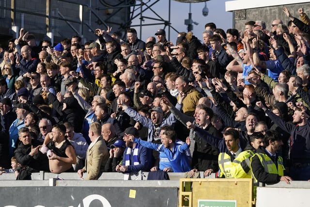 Pompey fans at the Blues' victory at the Memorial Stadium.