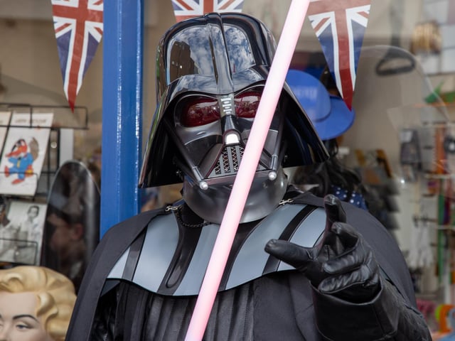 Star Wars day was celebrated in full force on Thursday afternoon at Vanguard Comics with characters from the movies posing for photos with fans.
Pictured - Star Wars characters posing outside Vanguard Comics in Portsmouth
Photos by Alex Shute