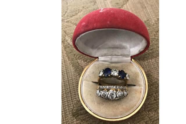 These rings were stolen from the couple last week - the third time they have been burgled in four years. Picture: Hampshire Constabulary