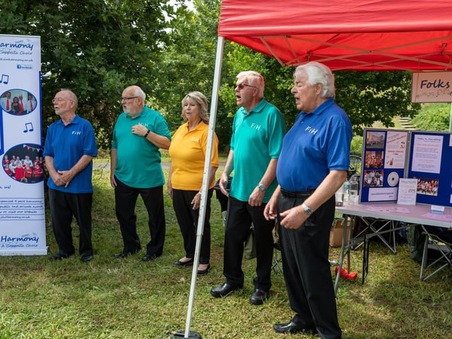 Attendees were treated to Sea Shanties from the Folks In Harmony choir. Picture: Mike Cooter (080723)