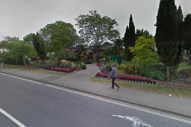 The Garden of Reflection, in Fareham, saw one of its wall damaged in the suspected drink-driving crash. Picture: Google Street Maps