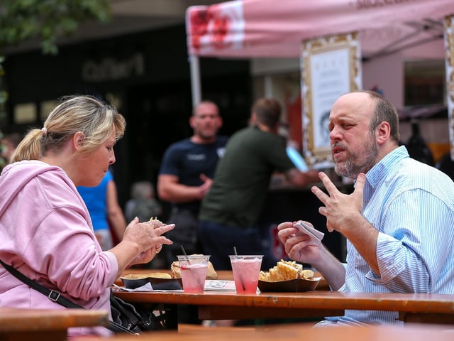 Mandy Behrendt and Joe Llewellyn. Southsea Food Festival on Palmerston, Clarendon and Osborne RoadsPicture: Chris  Moorhouse (200724-16)