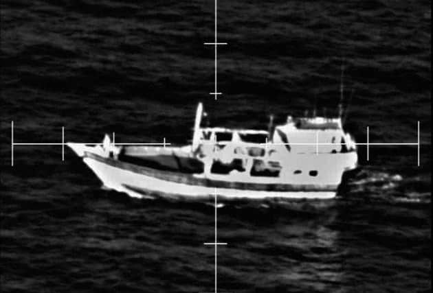 The suspect as seen from HMPS Montrose's helicopter. Picture: Royal Navy