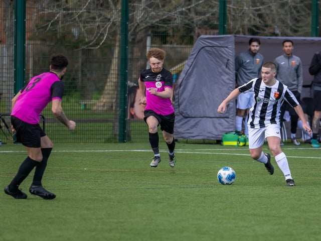 Harvest (pink) v Hayling (black & white). Picture: Mike Cooter