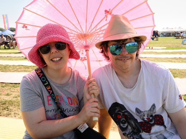 Pictured is: Joanne and Alan shelter from the sun

Picture: Keith Woodland