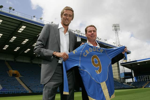 Peter Crouch and Harry Redknapp were reunited at Pompey in 2008 following the striker's £9m move from Liverpool.  Picture: Christopher Lee/Getty Images
