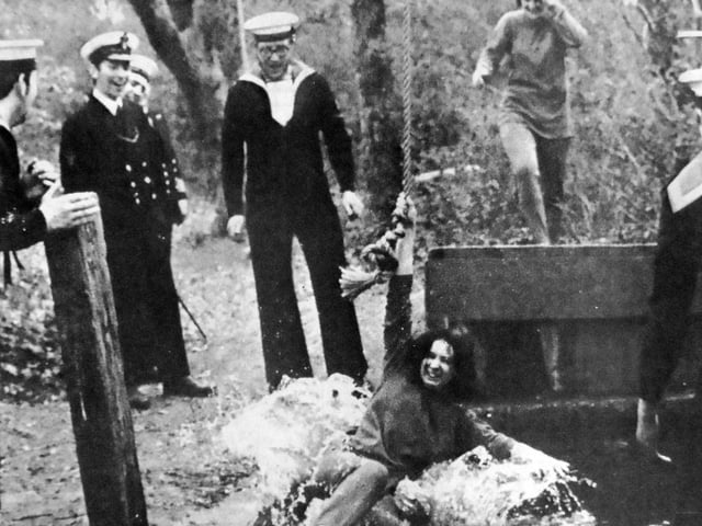 Wren Lesley Edwards, of HMS Vernon, as she tackles one of the trails.