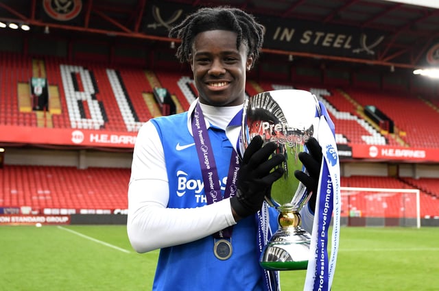 Jayden Reid celebrates after helping Birmingham claim the Premier Development League title. Picture: George Wood/Getty Images