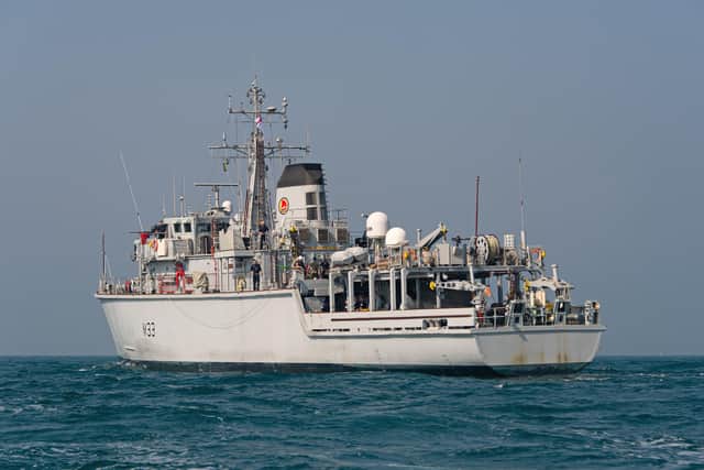 HMS Brocklesby (M33) off the coast of Bahrain